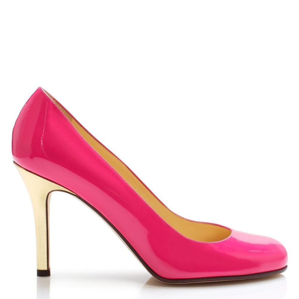 Kate Spade Patent Hot Pink Pumps, Gold Heel